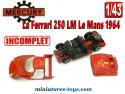 La Ferrari 250 LM Le Mans 1964 en miniature par Mercury au 1/43e incomplète