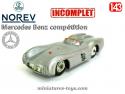 La Mercedes Benz compétition en miniature par Norev au 1/43e incomplète