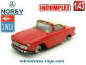 La Simca plein-ciel rouge en miniature Norev au 1/43e incomplète