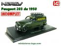 La Peugeot 203 fourgonnette Postes par Norev au 1/43e incomplète