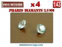 Un ensemble de 4 phares diamants de 3,5 mm pour miniatures au 1/43e 1/50e