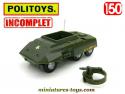 Le Combat car Ford M20 en miniature militaire Politoys au 1/50e incomplet