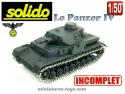 Le char Panzer IV gris en version canon court de Solido au 1/50e incomplet