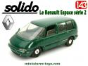 Le Renault Espace série 2 vert en miniature de Solido au 1/43e état moyen