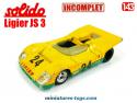 La voiture de course Ligier JS 3 miniature par Solido au 1/43e incomplète