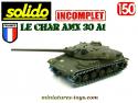 Le char AMX 30 A1 miniature de Solido au 1/50e incomplet