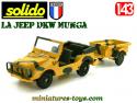 La Jeep DKW Munga sable camo avec remorque miniature de Solido au 1/43e