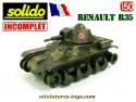 Le char français Renault R35 1940 en miniature de Solido incomplet au 1/50e