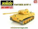 Le char allemand Panther Ausf G sable miniature de Solido au 1/50e incomplet