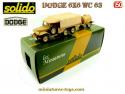 Le Dodge WC 63 6x6 bâché et sa remorque sable en miniature de Solido au 1/50e