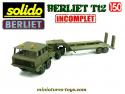 Le Berliet T 12 et sa remorque porte char miniature par Solido au 1/50e incomplet