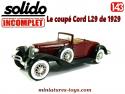 Le coupé Cord L29 1929 en miniature de Solido Âge d'or au 1/43e incomplet