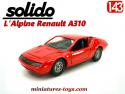 Le coupé Alpine Renault A310 rouge en miniature Solido au 1/43e