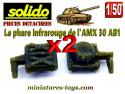 Deux visées laser phares infrarouges du char AMX30 miniature Solido au 1/50e