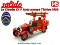 Le Citroën C4 F Auto pompe pompiers Thirion 1930 miniature par Solido au 1/45e