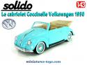 Le cabriolet Coccinelle de Volkswagen 1950 en miniature par Solido au 1/43e
