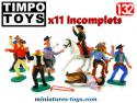 Un lot de 11 Cow-boys en figurines plastique Timpo Britain au 1/32e incomplets