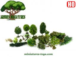 Un ensemble de 15 arbres miniatures au H0 HO 1/87e