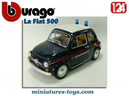 La Fiat 500 1965 Carabinieri en miniature de Burago au 1/21e