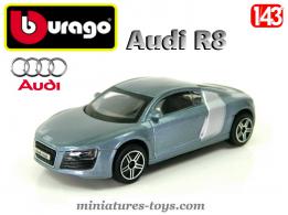 Le coupé Audi R8 blue metal miniature de Burago au 1/43e
