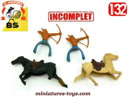 Les indiens en figurines plastique 1960 par BS Beuzen Sordet au 1/32e incomplets