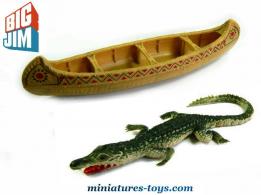 Le canoë indien et le crocodile pour Big Jim de Mattel au 1/6ème