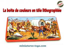 La boite de couleurs et peintures en tôle lithographiée Far-West des années 1960