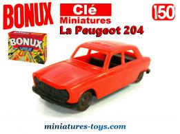 La Peugeot 204 berline rouge en miniature par Clé pour Bonux au 1/50e