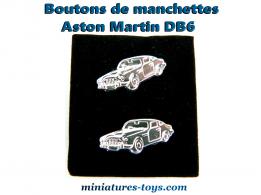 Un jeu de deux boutons de manchettes Aston Martin DB6 en métal argenté