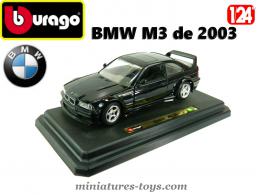 La BMW M3 noire en voiture miniature par Burago au 1/24e