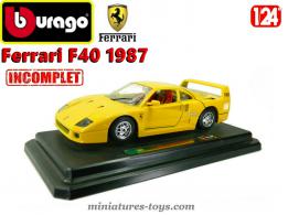 La Ferrari F40 jaune modèle 1987 en miniature par Burago au 1/24e