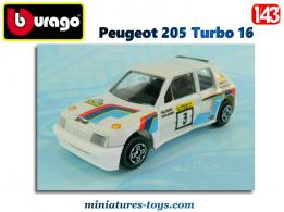 La Peugeot 205 Turbo 16 Rallye miniature de Burago au 1/43e