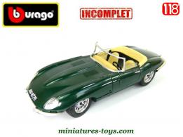 La Jaguar type E verte en miniature par Burago au 1/18e incomplète