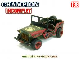 La Jeep Willys militaire en miniature de Champion au 1/38e incomplète