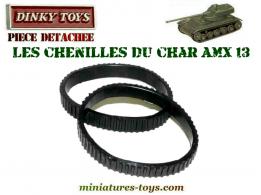 Lot 2 chenilles noires pour char AMX 13 de Dinky Toys France au 1/55e