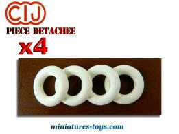 Lot de 4 pneus 15/8 blancs lisses pour voitures miniatures CIJ
