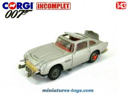 L'Aston Martin DB5 James Bond 007 miniature par Corgi au 1/43e incomplète