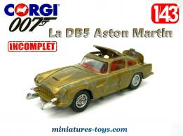 La DB5 Aston Martin James Bond 007 miniature par Corgi au 1/43e incomplète