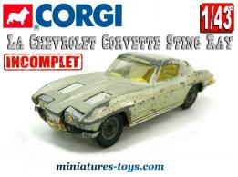 La Chevrolet Corvette Sting Ray miniature de Corgi Toys au 1/43e incomplète