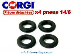 4 Pneus Corgi-Toys 14/6 noirs pour vos voitures miniatures Corgi
