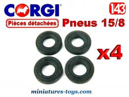 4 Pneus Corgi-Toys 15/8 noirs pour vos voitures miniatures Corgi