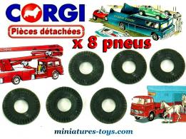 8 Pneus Corgi-Toys 19/8 noirs pour vos camions miniatures Corgi