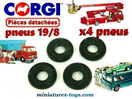 4 Pneus Corgi-Toys 19/8 noirs pour vos camions miniatures Corgi