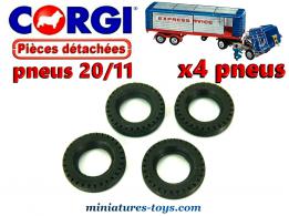 4 Pneus Corgi-Toys 20/11 noirs pour vos camions miniatures Corgi