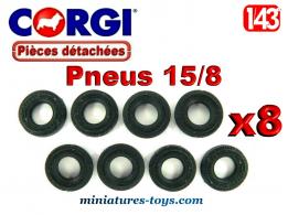 8 Pneus Corgi-Toys 15/8 noirs pour vos voitures miniatures Corgi