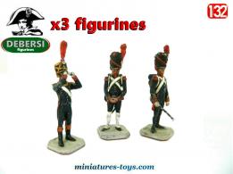 Trois petits soldats artilleurs de l'Empire en figurines plomb par Debersi au 1/32e