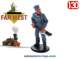 Le chauffeur de la locomotive du Far West en figurine métal Del Prado au 1/32e