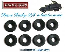 8 Pneus Dinky Toys 20/8 noirs a bande carrée pour vos camions Dinky