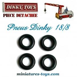Lot de 4 gros pneus Dinky Toys 18/8 noirs et lisses pour camions Dinky