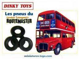 4 pneus Dinky Toys 13/7 noirs striés pour le bus anglais Routemaster Dinky